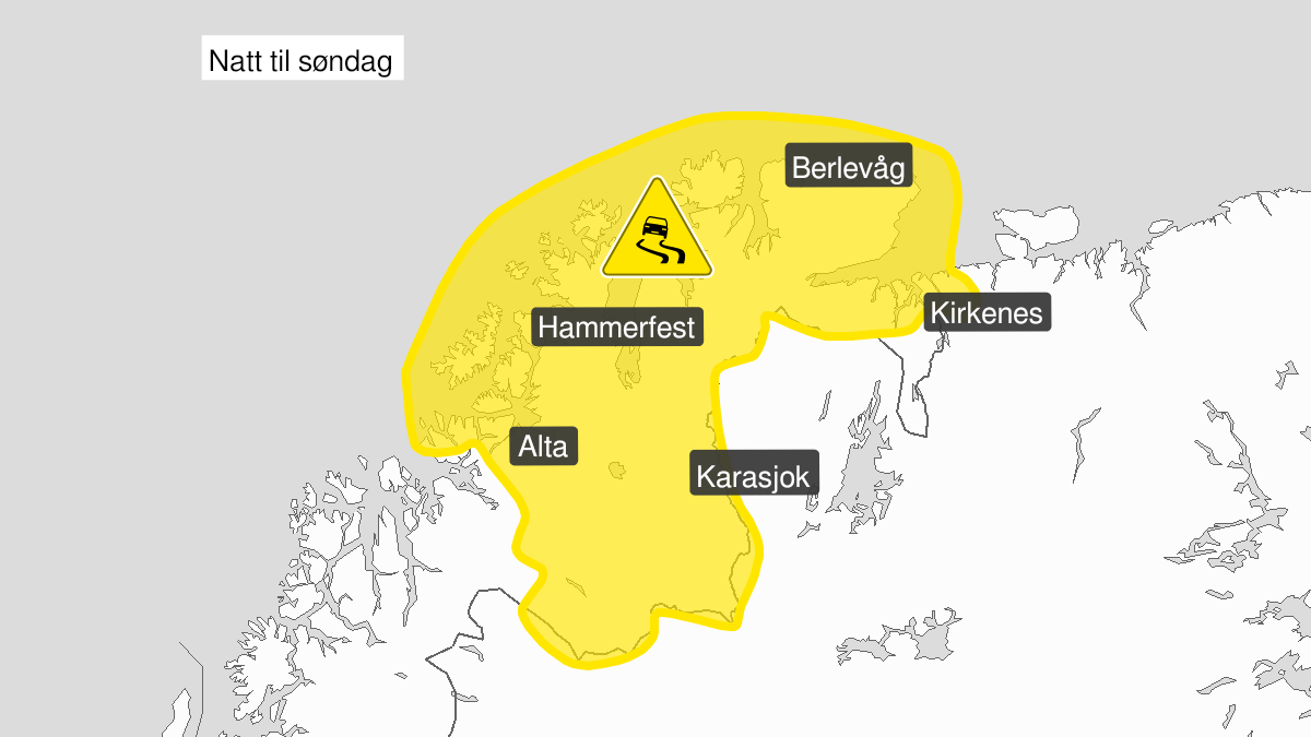 Kart over Is, gult nivå, Deler av Finnmark, 2023-01-22T00:00:00+00:00, 2023-01-22T06:00:00+00:00