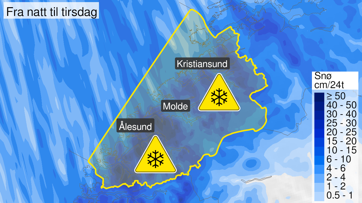 Kart over Snø, gult nivå, Møre og Romsdal, 2022-12-06T00:00:00+00:00, 2022-12-07T22:00:00+00:00
