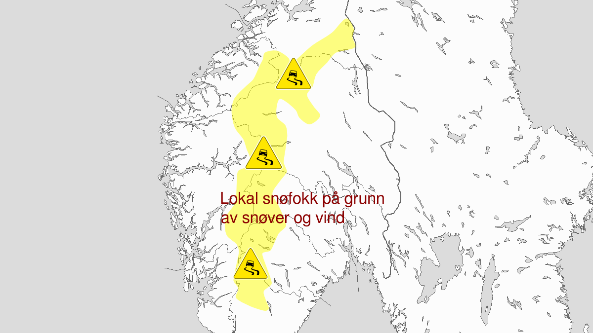 Blowing snow, yellow level, Fjellet i Sør-Noreg, 05 February 00:00 UTC to 06 February 06:00 UTC.