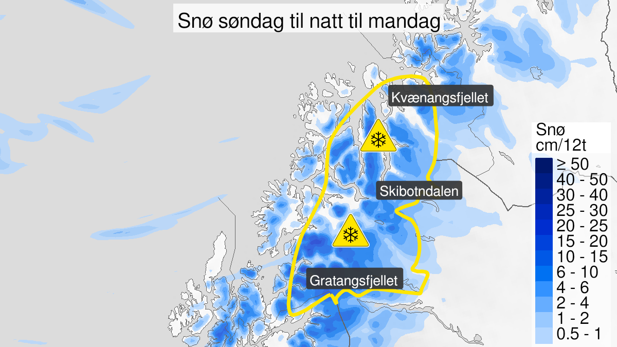 Map over Snow, yellow level, Larger parts of Troms, 2024-09-29T07:00:00+00:00, 2024-09-30T06:00:00+00:00