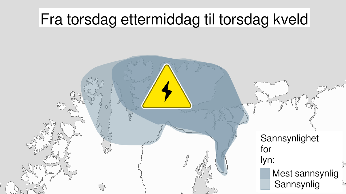 Kart over Mye lyn, gult nivå, Øst-Finnmark, 2023-08-03T12:00:00+00:00, 2023-08-03T21:00:00+00:00