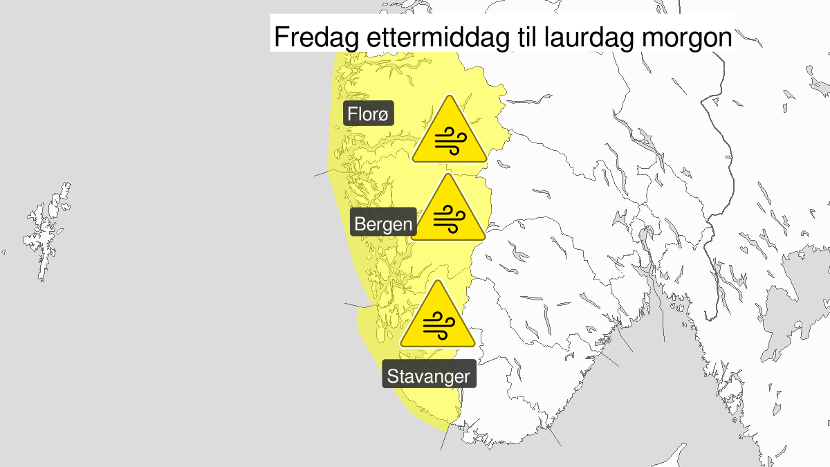 Strong wind gusts, yellow level, Vestlandet south of Stad, 03 January 12:00 UTC to 04 January 06:00 UTC.