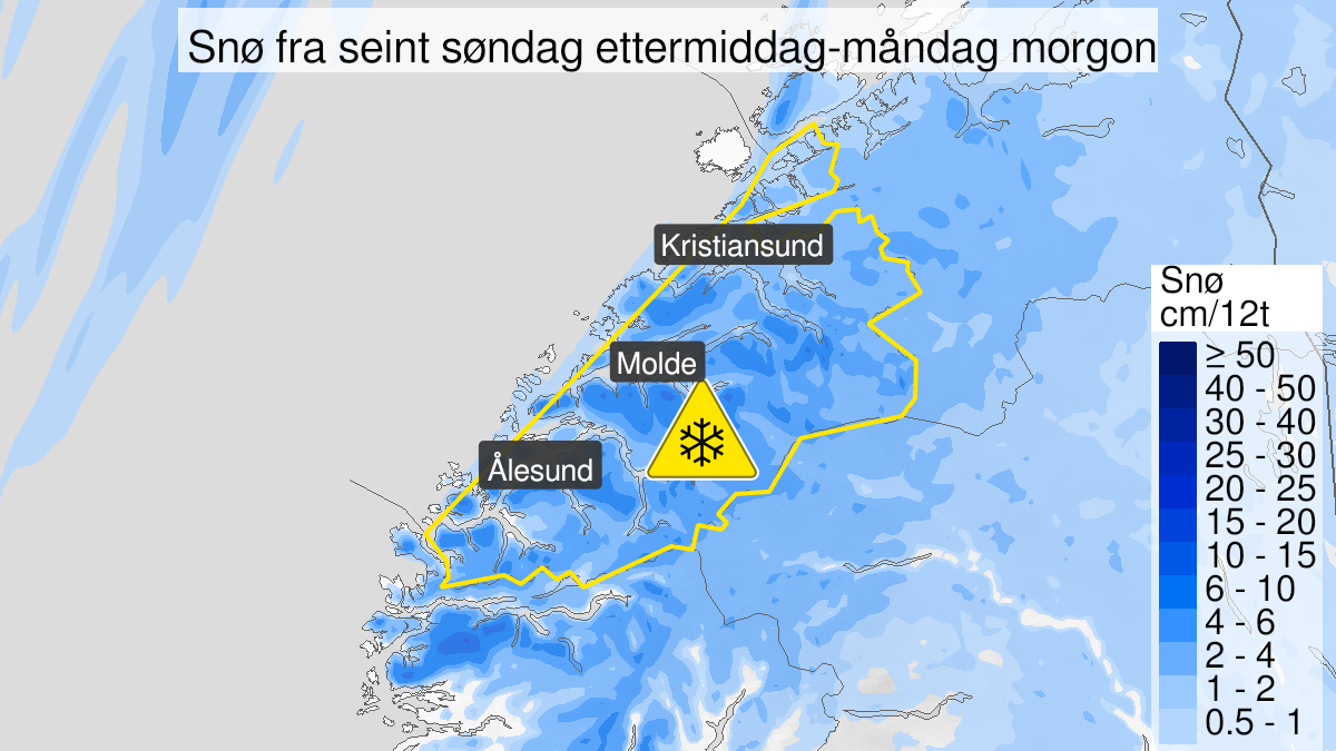 Kart over Snø, gult nivå, Deler av Møre og Romsdal, 2023-04-23T15:00:00+00:00, 2023-04-24T06:00:00+00:00