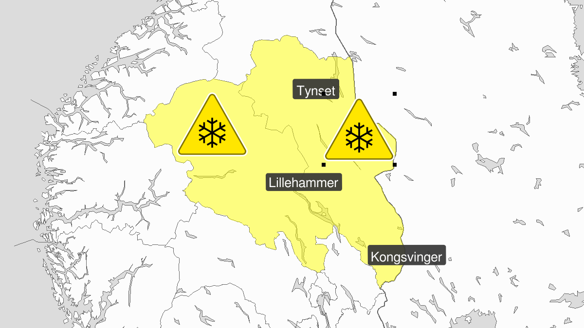 Mye snø, gult nivå, Oppland og Hedmark og Fjellet i Sør-Norge, 03 October 06:00 UTC til 04 October 06:00 UTC.