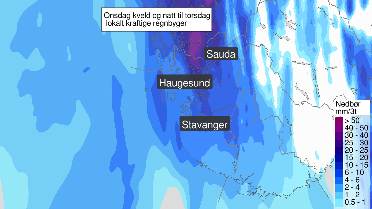 Normal rainshowers, green level, Nord-Rogaland, 28 August 10:00 UTC to 28 August 11:00 UTC.