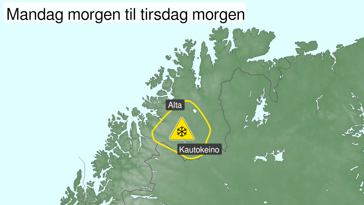 Map of snow, yellow level, Finnmarksvidda, 13 September 06:00 UTC to 14 September 06:00 UTC.