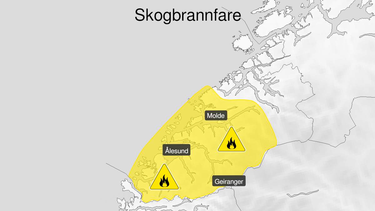 Map over Forest fire danger, yellow level, Parts of Møre and Romsdal, 2024-05-19T15:00:00+00:00, 2024-05-24T00:00:00+00:00