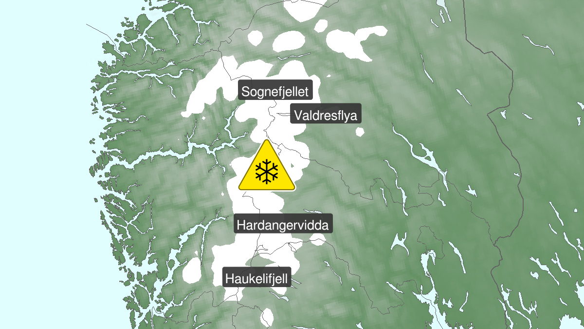 Kart over Snø, gult nivå, Høyfjellsoverganger, 2022-09-30T21:00:00+00:00, 2022-10-01T11:55:00+00:00