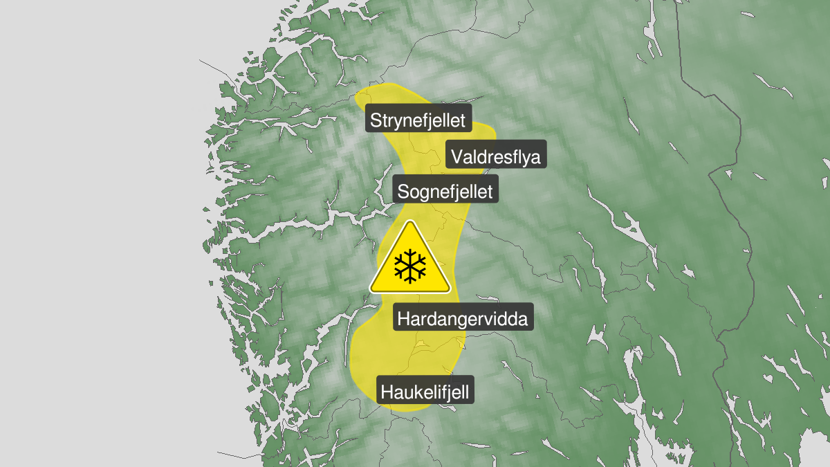 Kart over Snø, gult nivå, Høyfjellsoverganger, 2022-11-03T00:00:00+00:00, 2022-11-04T04:00:00+00:00