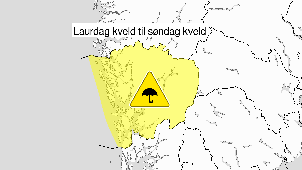 Mye regn, gult nivå, Hordaland, 14 September 14:00 UTC til 15 September 14:00 UTC.