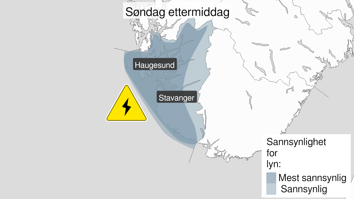 Kart over Mye lyn, gult nivå, Rogaland, 2022-06-26T10:00:00+00:00, 2022-06-26T17:00:00+00:00