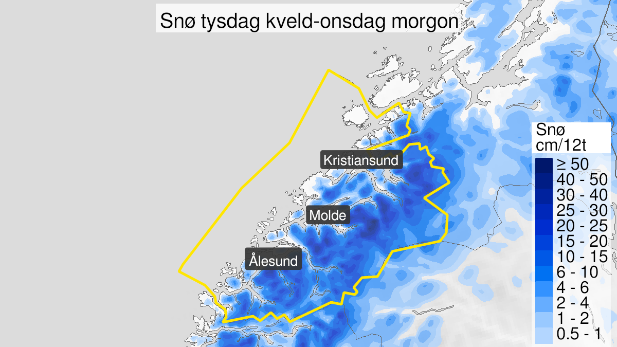 Kart over Snø, gult nivå, Møre og Romsdal, 2023-05-16T19:00:00+00:00, 2023-05-17T06:00:00+00:00