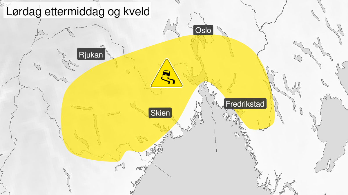 Map of ice, yellow level, Telemark, Vestfold, Oestfold, Oslo, Akershus and Buskerud, 01 January 16:00 UTC to 02 January 01:00 UTC.
