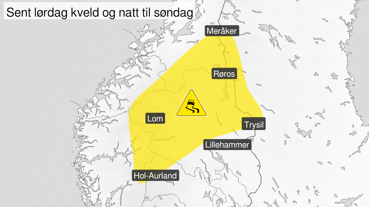 Kart over Is, gult nivå, Nordlige deler av Sør-Norge, 2024-04-06T20:00:00+00:00, 2024-04-07T03:00:00+00:00