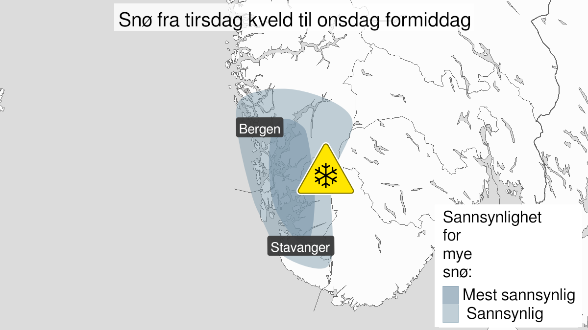 Map over Snow, yellow level, Parts of Hordaland and Rogaland, 2023-03-14T17:00:00+00:00, 2023-03-15T09:00:00+00:00