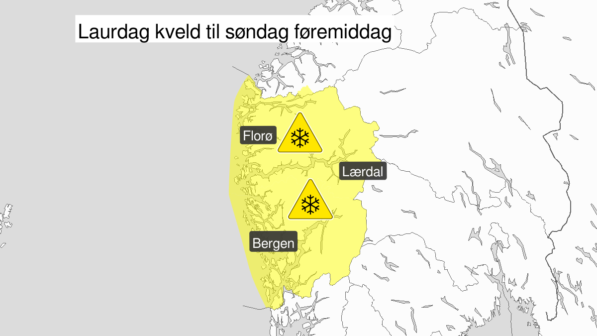 Blowing snow, yellow level, Vestland fylke, 14 March 19:00 UTC to 15 March 11:00 UTC.