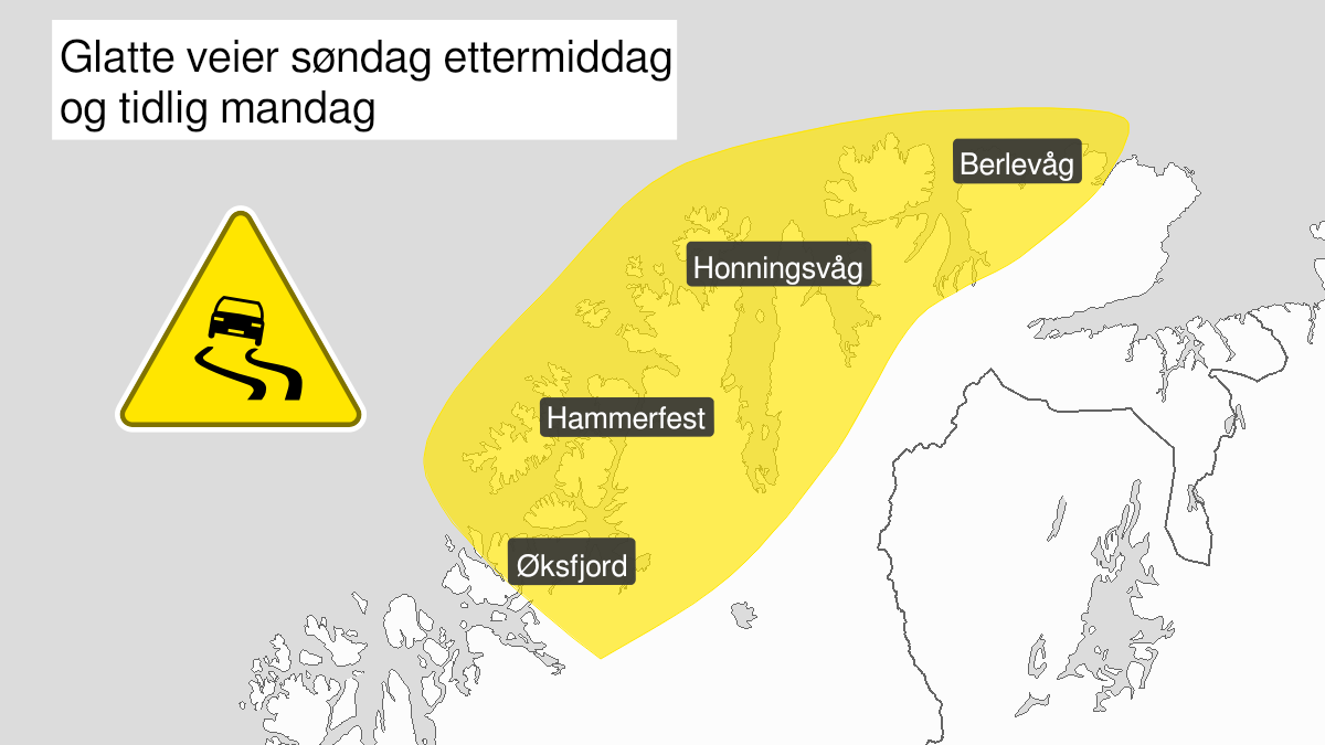 Kart over Is, gult nivå, Deler av ytre strøk i Finnmark, 2022-10-30T19:00:00+00:00, 2022-10-31T11:00:00+00:00