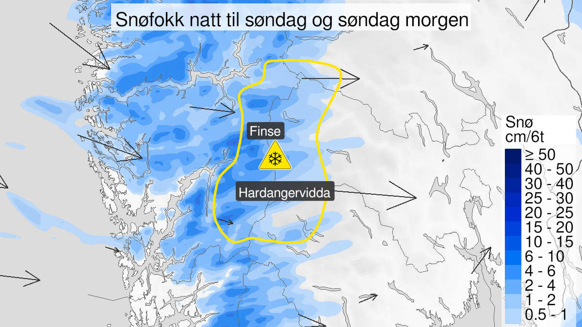 Kart over Kraftig snøfokk, gult nivå, Deler av Langfjella, 2022-12-18T00:00:00+00:00, 2022-12-18T10:00:00+00:00