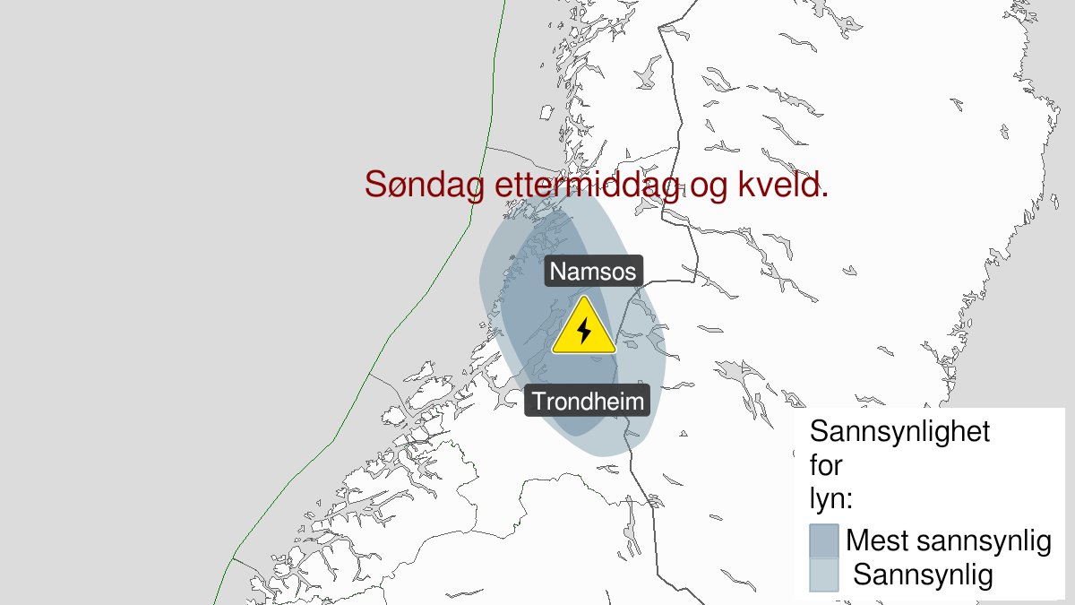 Kart over Mye lyn pågår, gult nivå, Deler av Trøndelag, 2022-06-26T13:25:00+00:00, 2022-06-26T17:00:00+00:00