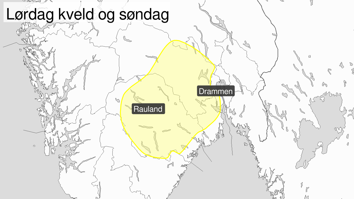 Heavy snow, yellow level, Buskerud, Vestfold and Telemark, 16 March 21:00 UTC to 17 March 19:00 UTC.