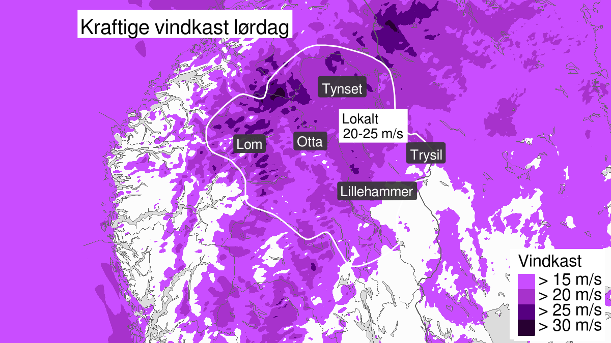 Kraftige vindkast, gult nivå, Oppland og Hedmark, 04 January 05:00 UTC til 04 January 12:00 UTC.
