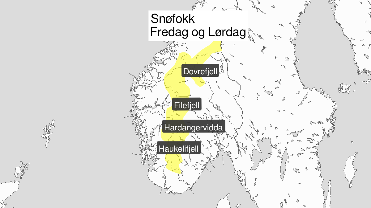 Kraftig snøfokk, gult nivå, Fjellet i Sør-Norge, 03 January 09:00 UTC til 04 January 15:00 UTC.