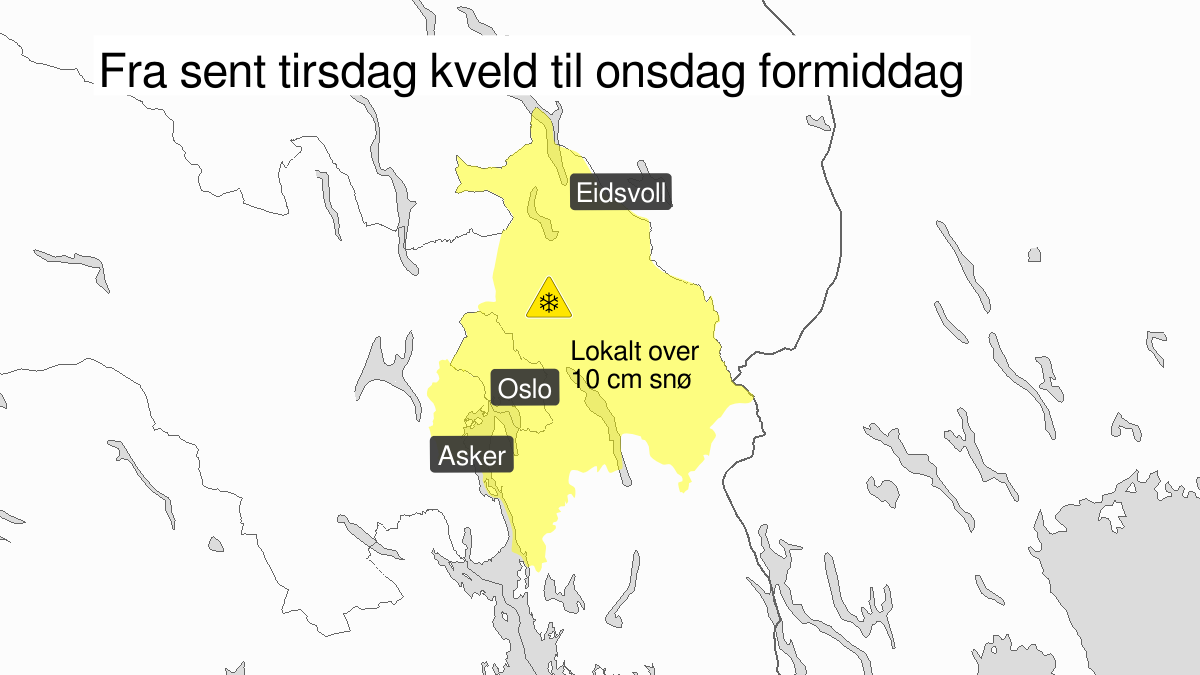 Heavy snow, yellow level, Oslo, Akershus, 04 March 09:00 UTC to 04 March 13:00 UTC.