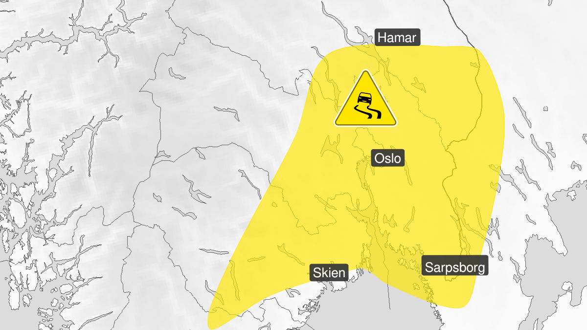 Map over Ice, yellow level, Parts of Østlandet, 2024-01-20T23:00:00+00:00, 2024-01-21T23:00:00+00:00