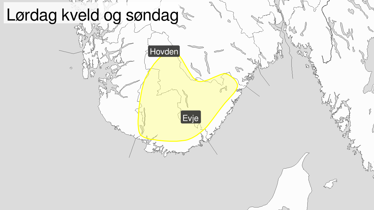 Heavy snow, yellow level, Agder, 16 March 18:00 UTC to 17 March 18:00 UTC.