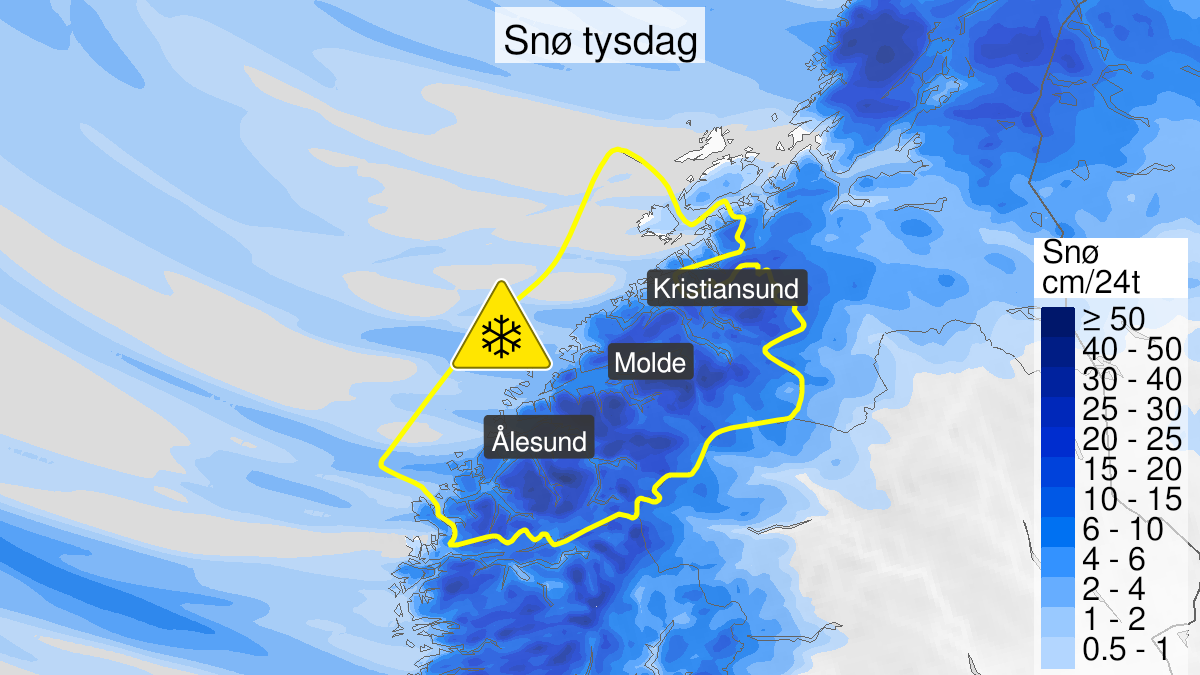 Map over Snow, yellow level, Møre og Romsdal, 2022-12-27T03:00:00+00:00, 2022-12-27T21:00:00+00:00