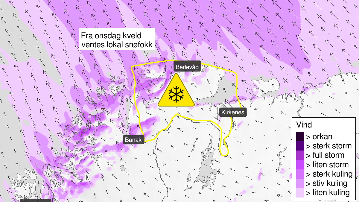 Kraftig snøfokk, gult nivå, Øst-Finnmark, 29 January 18:00 UTC til 31 January 03:00 UTC.
