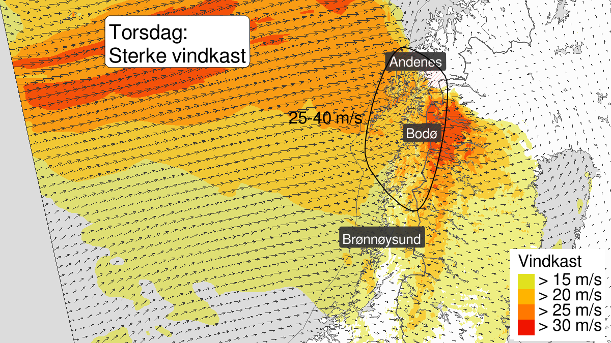 Kraftige vindkast, gult nivå, Saltfjellet, Salten, Lofoten, Ofoten og Vesterålen, 21 March 09:00 UTC til 21 March 19:00 UTC.