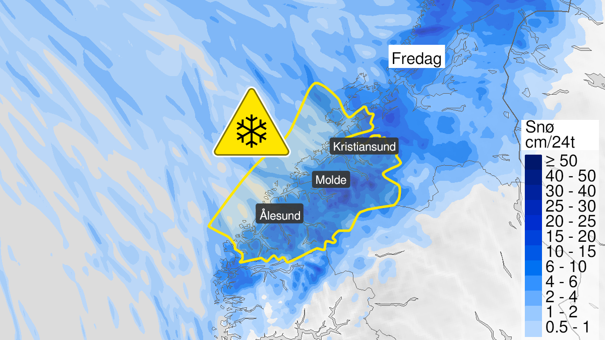 Map over Snow, yellow level, Møre og Romsdal, 2022-12-22T22:00:00+00:00, 2022-12-24T00:00:00+00:00