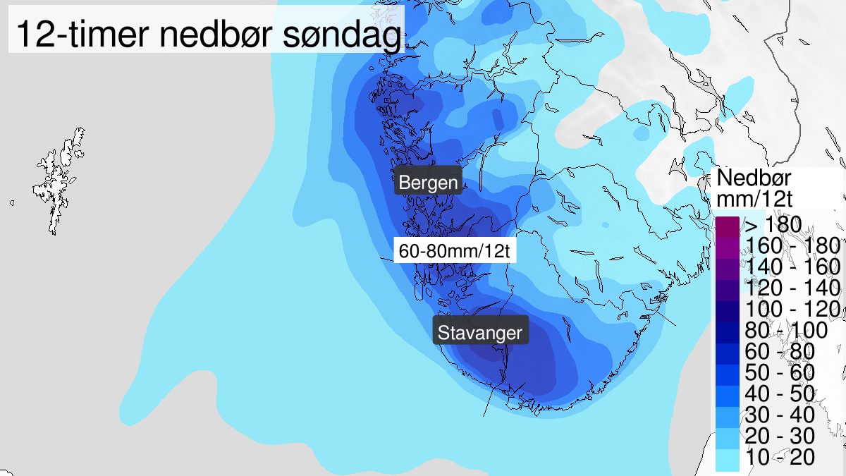 Heavy rain, yellow level, Rogaland and Hordaland, 09 February 03:00 UTC to 09 February 19:00 UTC.