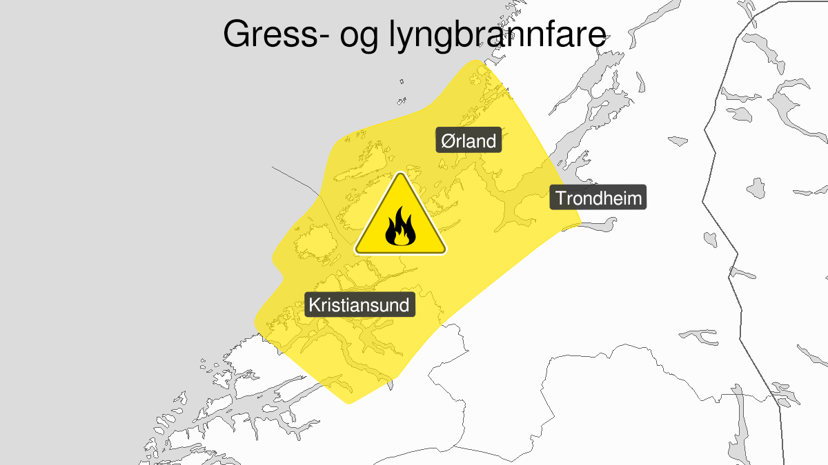 Kart over Skogbrannfare, gult nivå, Ytre strøk av Sør-Trøndelag og Nordmøre, 2022-11-28T09:00:00+00:00, 2022-12-04T12:00:00+00:00