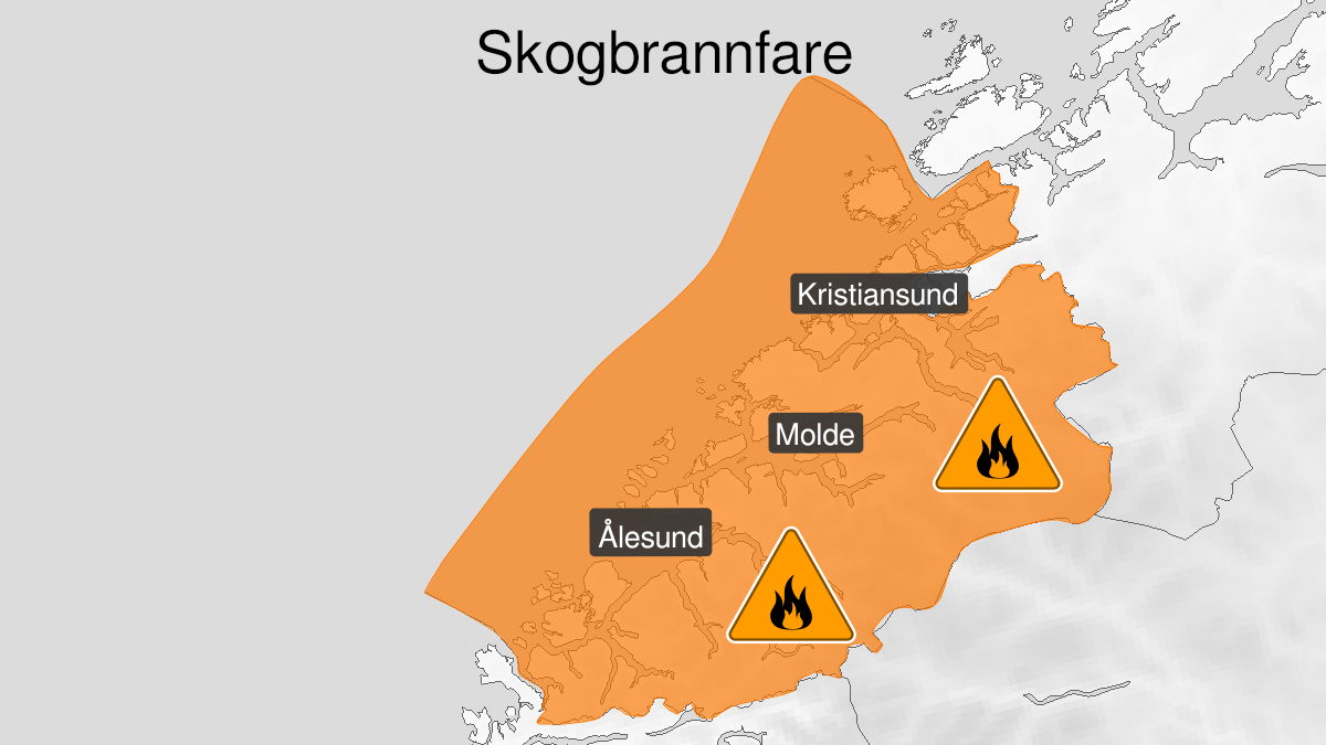 Kart over Stor skogbrannfare, oransje nivå, Møre og Romsdal, 2024-05-19T15:00:00+00:00, 2024-05-26T22:00:00+00:00