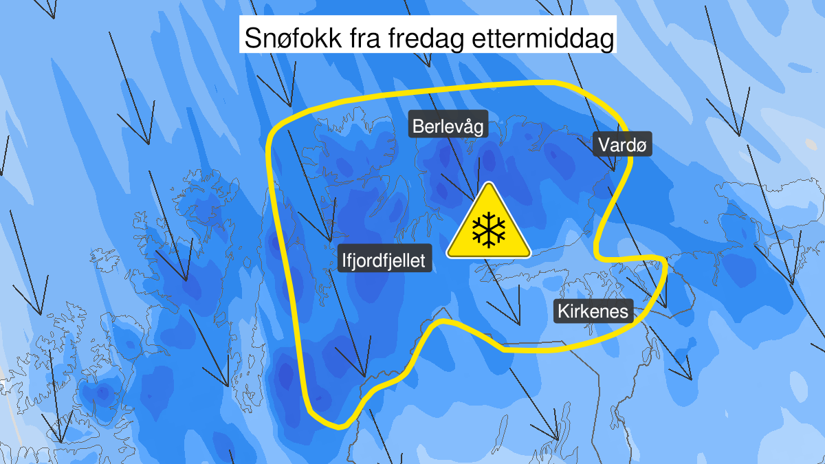 Kart over Kraftig snøfokk, gult nivå, Øst-Finnmark, 2023-03-31T15:00:00+00:00, 2023-04-01T18:00:00+00:00