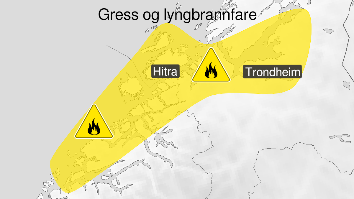Map over Forest fire danger, yellow level, Parts of Trøndelag and Møre and Romsdal, 2024-03-06T12:00:00+00:00, 2024-03-12T23:00:00+00:00
