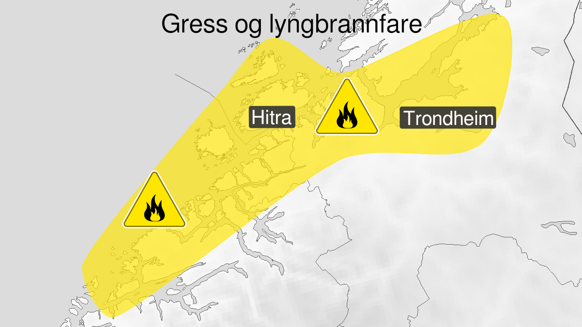 Kart over Skogbrannfare, gult nivå, Deler av Trøndelag og Møre og Romsdal, 2024-03-06T12:00:00+00:00, 2024-03-12T23:00:00+00:00