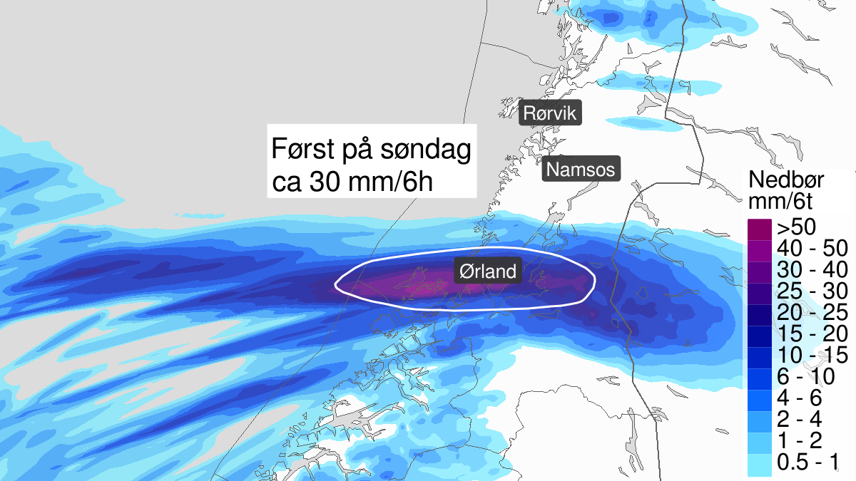 Mye regn, gult nivå, Trøndelag, 24 March 01:00 UTC til 24 March 09:00 UTC.