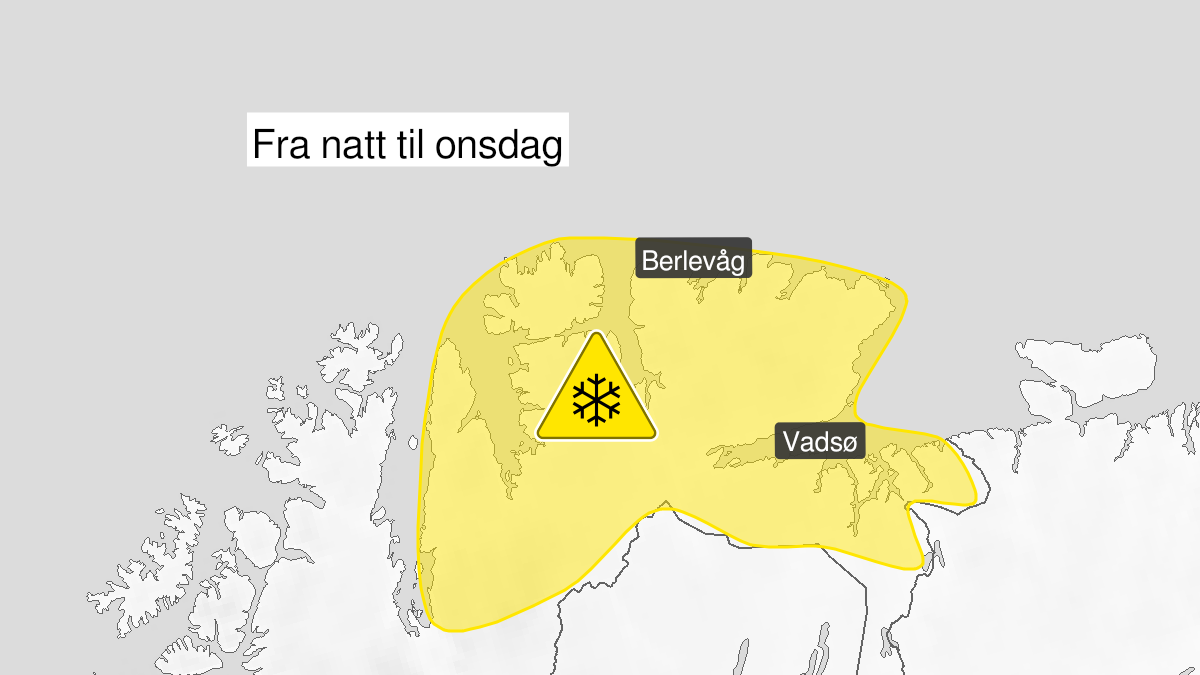 Kart over kraftig snøfokk, gult nivå, Øst-Finnmark, 03 May 22:00 UTC til 04 May 10:00 UTC.