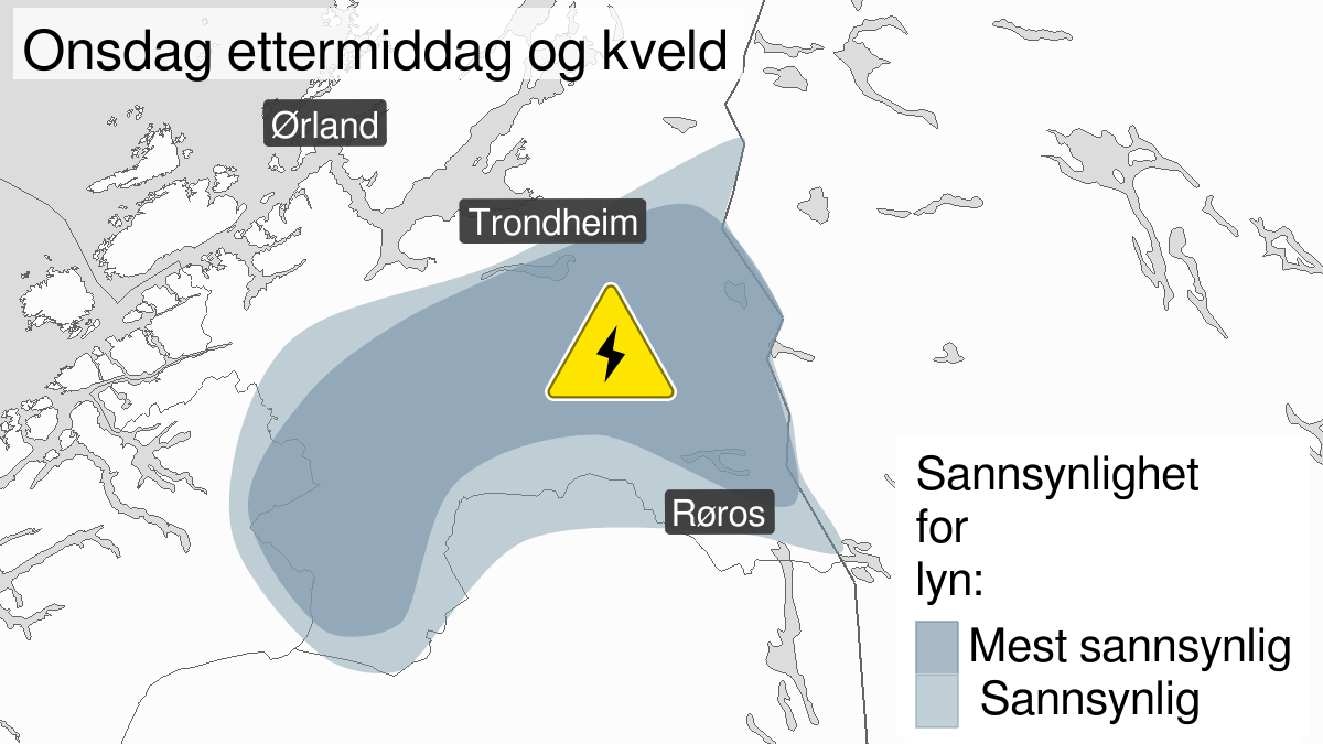 Kart over Mye lyn, gult nivå, Deler av Midt-Norge, 2023-06-28T12:00:00+00:00, 2023-06-28T21:00:00+00:00