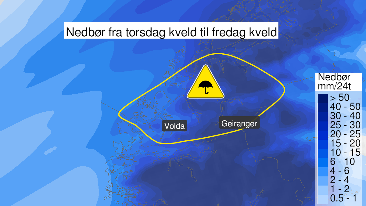 Map over Heavy rain, yellow level, Sunnmøre, 2022-11-10T20:00:00+00:00, 2022-11-11T20:00:00+00:00