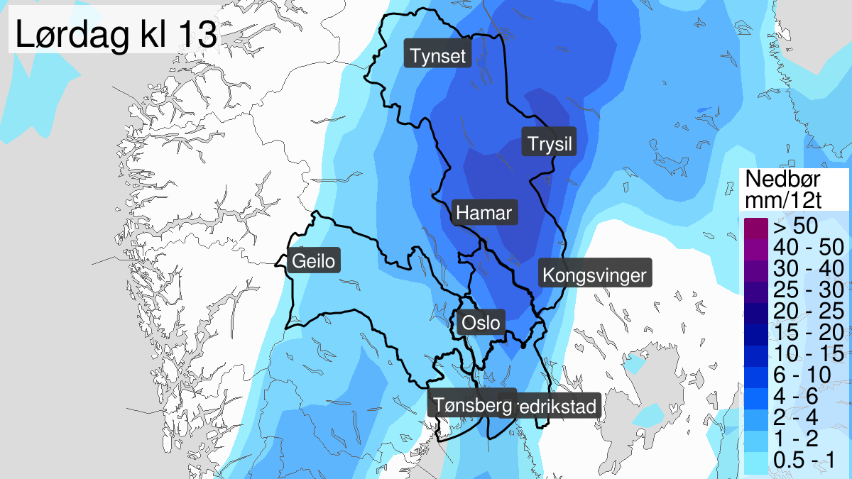 Mye snø, gult nivå, Vestfold, Østfold, Buskerud, Oslo, Akershus og Hedmark, 08 November 12:00 UTC til 09 November 18:00 UTC.