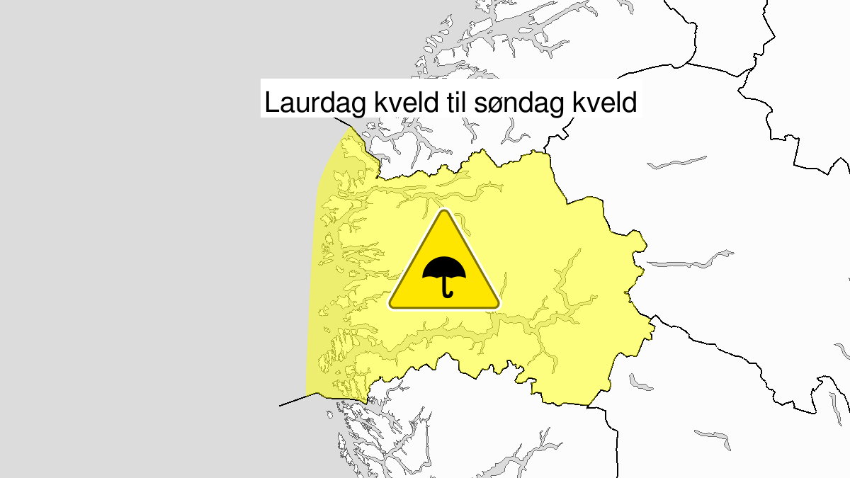 Heavy rain, yellow level, Sogn og Fjordane, 14 September 13:00 UTC to 15 September 16:00 UTC.
