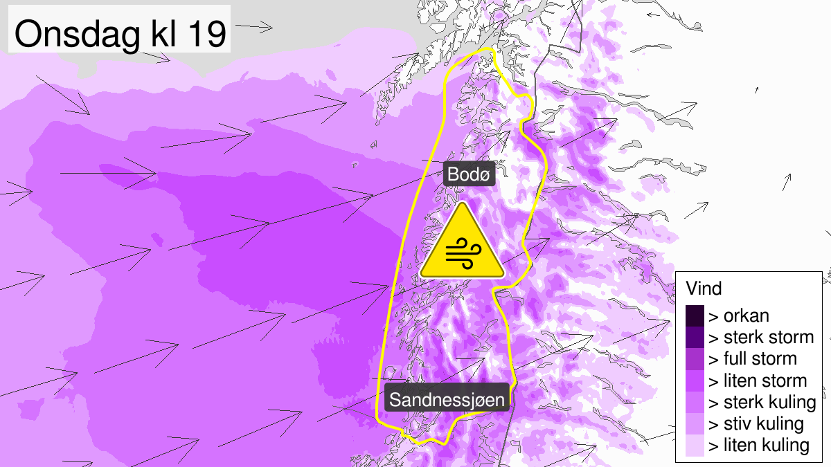 Strong wind gusts, yellow level, Helgeland, Saltfjellet and Salten, 01 January 18:00 UTC to 02 January 00:00 UTC.