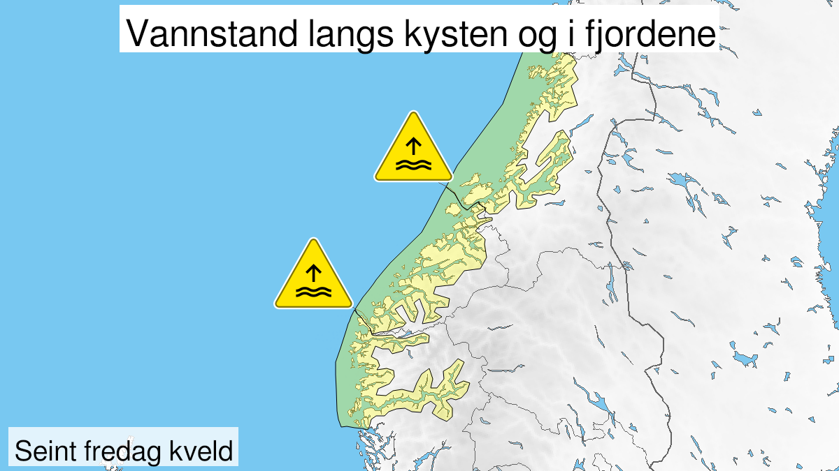 Kart over Høy vannstand, gult nivå, Kyst- og fjordstrøk i Trøndelag, 2023-09-29T20:00:00+00:00, 2023-09-29T23:00:00+00:00