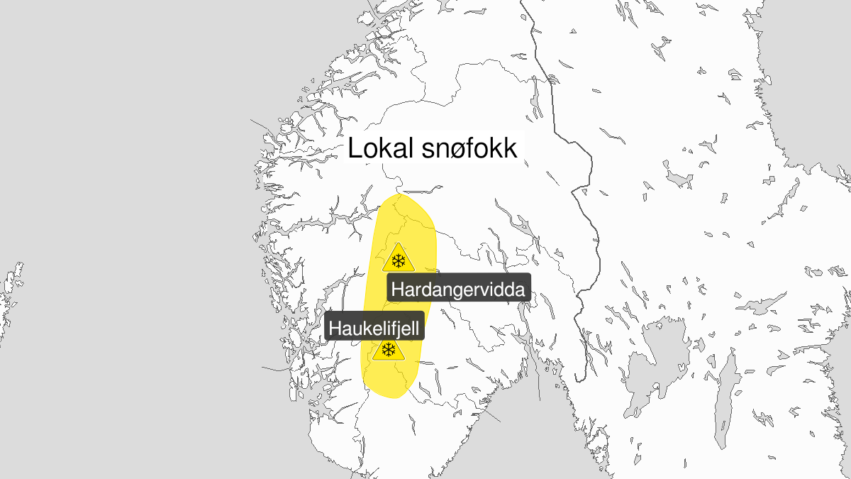 Kart over Kraftig snøfokk, gult nivå, Sørlige deler av fjellet i Sør-Norge, 2023-12-25T07:00:00+00:00, 2023-12-25T14:00:00+00:00