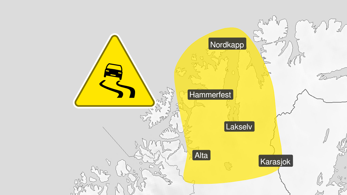Kart over Is, gult nivå, Deler av Finnmark, 2024-04-09T16:00:00+00:00, 2024-04-10T04:00:00+00:00