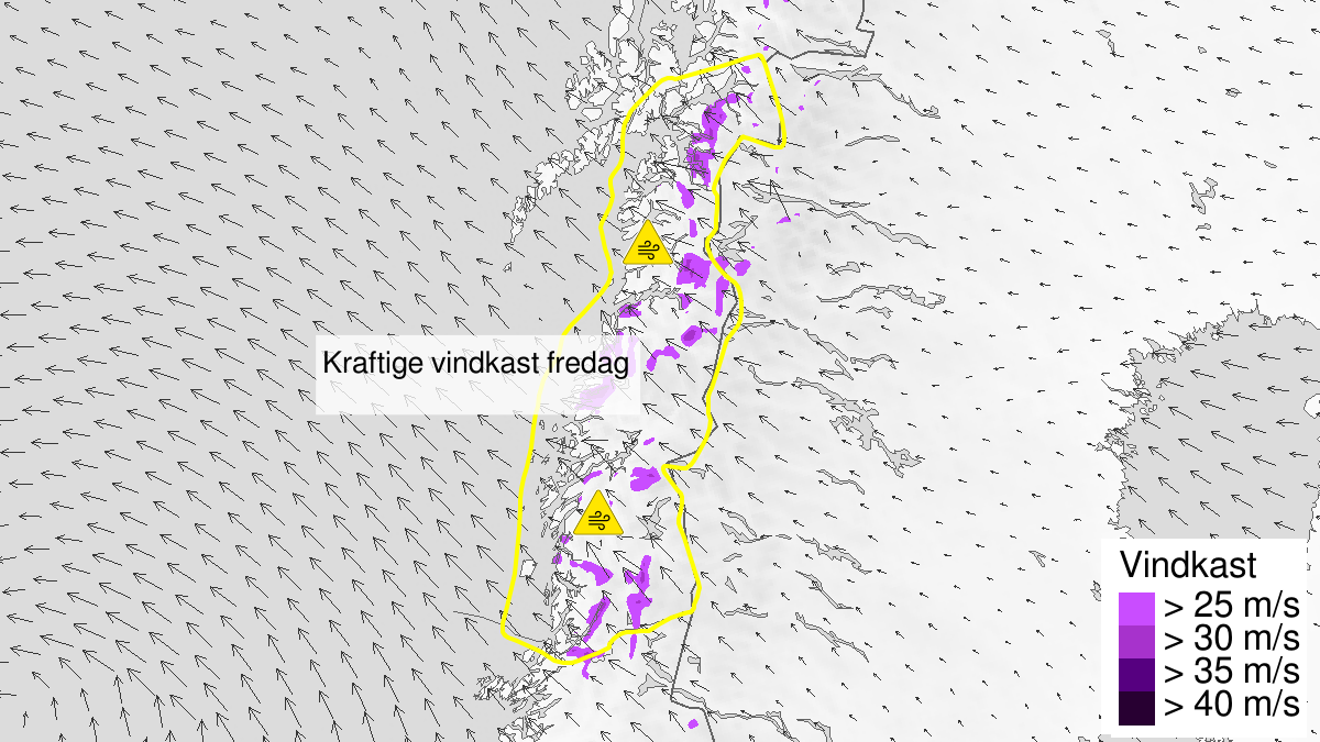 Kraftige vindkast, gult nivå, Helgeland, Saltfjellet, Salten og Ofoten, 31 January 03:00 UTC til 01 February 03:00 UTC.